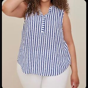 TORRID Harper Navy Blue White Stripe Blouse Size 1